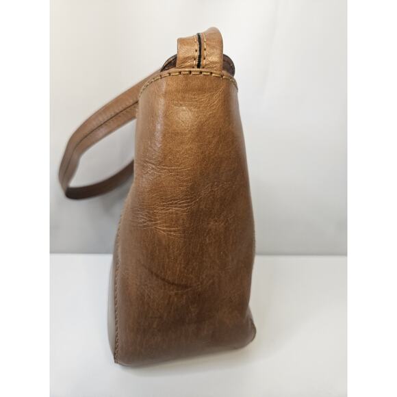 Vintage Brown Leather Tooled Floral Purse - Flap Snap Closure Rugero Horse Roses - Picture 4 of 16